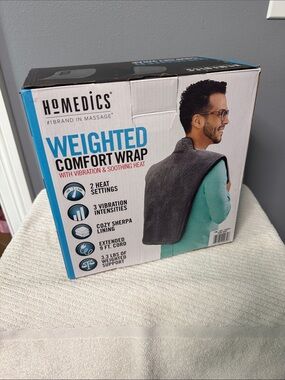 HOMEDICS Gray Weighted Comfort Wrap with Sherpa Lining